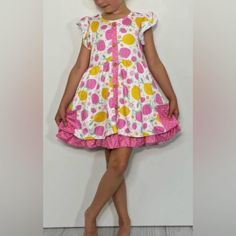 Strawberry Lemonade Girls Dress